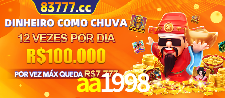 Banner do programa de recompensas Recomende para amigos do aa1998, detalhando os bônus por convidar amigos, com prêmios que chegam a R$288.888.