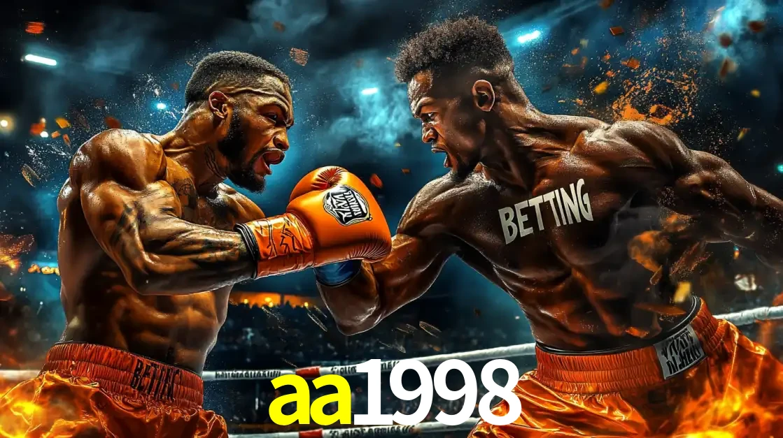 Dois boxeadores em uma luta intensa e explosiva, representando a adrenalina e as oportunidades de apostas em esportes de combate disponíveis na plataforma aa1998.