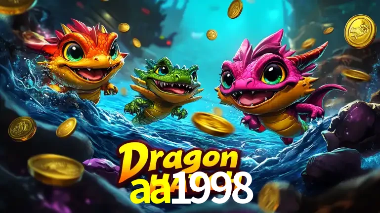 Arte promocional do jogo Dragon Hatch com três adoráveis dragões bebês nadando entre moedas de ouro, um dos slots mais divertidos para jogar no cassino aa1998.
